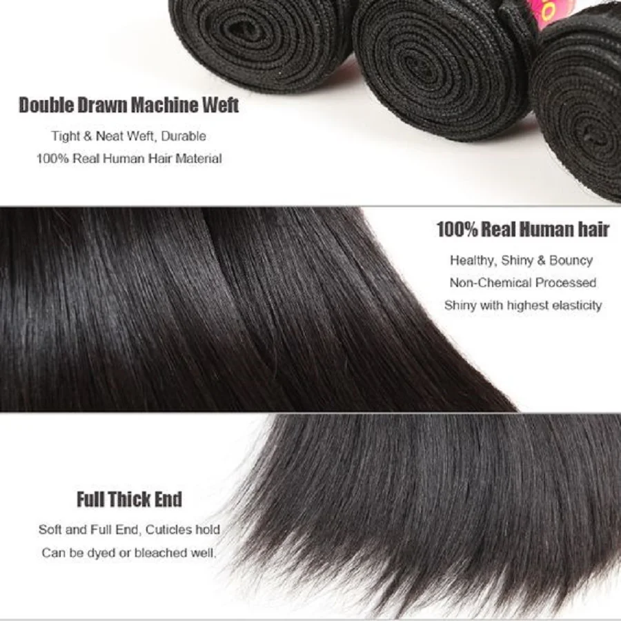 Bone Straight Hair Bundles 32 34 36 38 40 Inch Human Hair Bundles Brazilian Straight Weave Natural Hair Extensions 1/3/4 Bundles