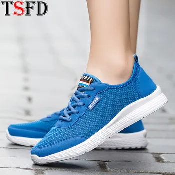 

Thick Bottom Sneakers Man Sneakers Big Size Sport Shoes Male Mesh Breathable Running Shoes Men's Sports Ultralight Blue Flats V7