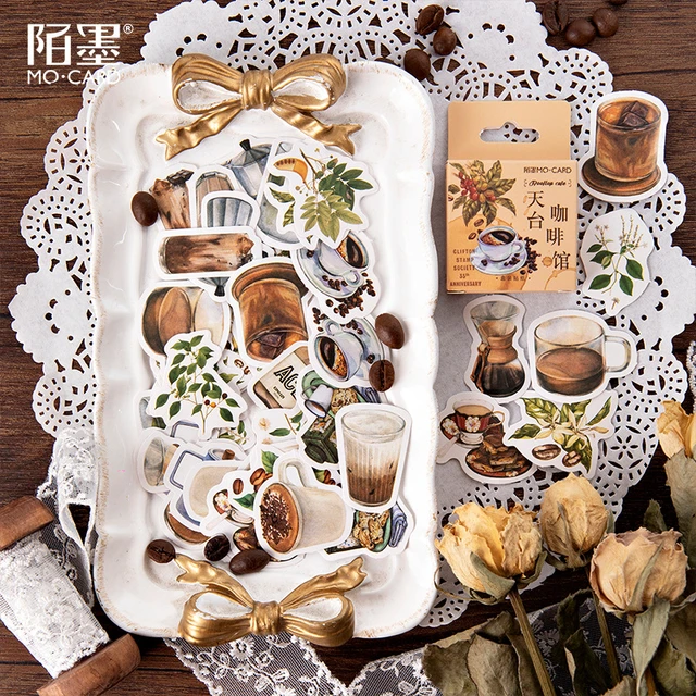 45 pz/pacco adesivi per caffetteria sul tetto Vintage Set adesivi per  Scrapbooking per diario Planner artigianato fai da te diario Scrapbooking -  AliExpress