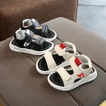 

2020 Summer New Style Solid Bottom Velcro BOY'S Shoes Korean-style Light Sandals Fashion Anti-slip CHILDREN'S Sandals