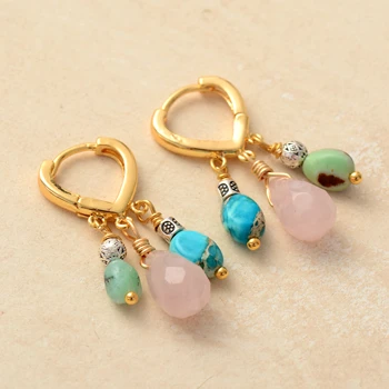Charming Women Vibrant Drop Earrings Bold Jewelry Gems stones Luxury Heart Dangle Earring Bijoux Wholesale Dropshipping