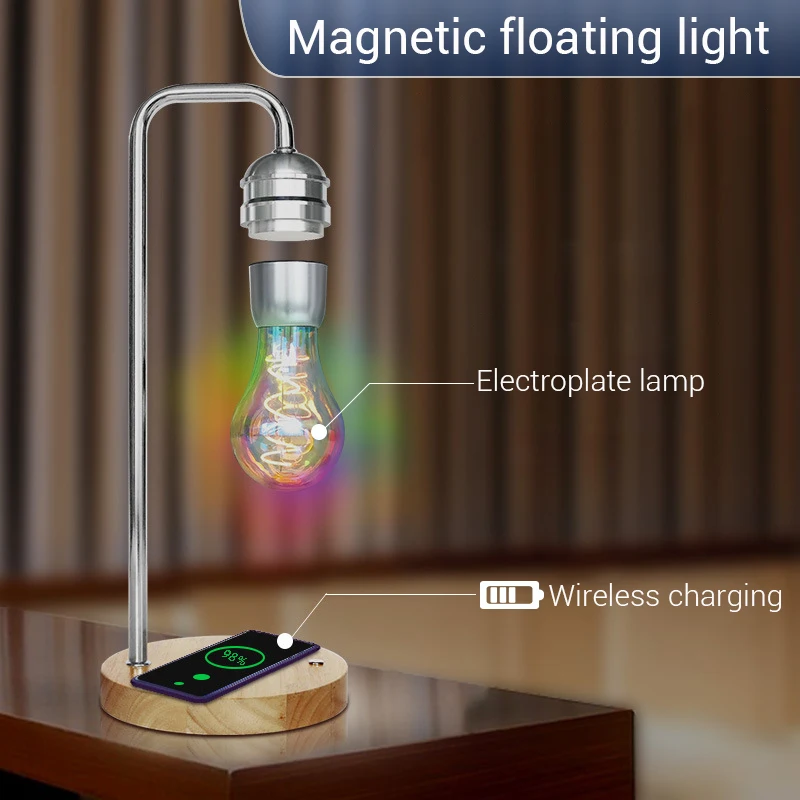 

Magnetic Levitation Lamp Desk Floating Bulb for Christmas Gift Decor magnet levitation Night Light Wireless Charger for Phone
