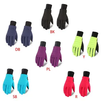 

Women Winter Waterproof Snow Ski Gloves Colored Stripes Thermal Non-Slip Mittens