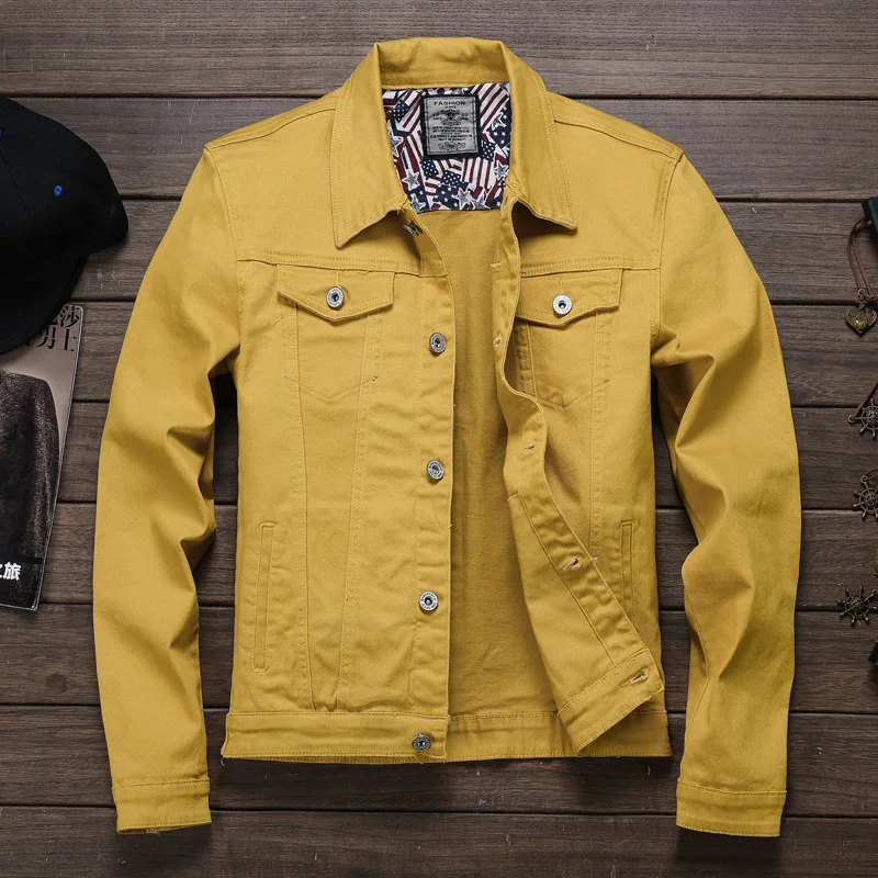 Denim jacket men autumn slim large size tooling Coats trend casual ...