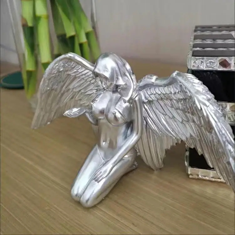 

Nordic Kneeling Winged Angel Resin Accessories Home Room Bookshelf Sculpture Decoration Outdoor Garden Lawn Figurines Ornaments