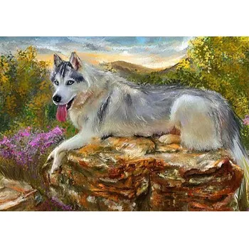 

Needle Arts & Crafts 5D Diamond Painting Husky Dogs Full Square Diamond Embroidery Pet Picture Mosaic Paste Wall Art Painting