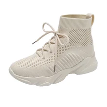 Эластичная спортивная обувь для женщин; модные сетчатые дышащие кроссовки для взрослых; Женская Повседневная прогулочная обувь на резиновой подошве со шнуровкой