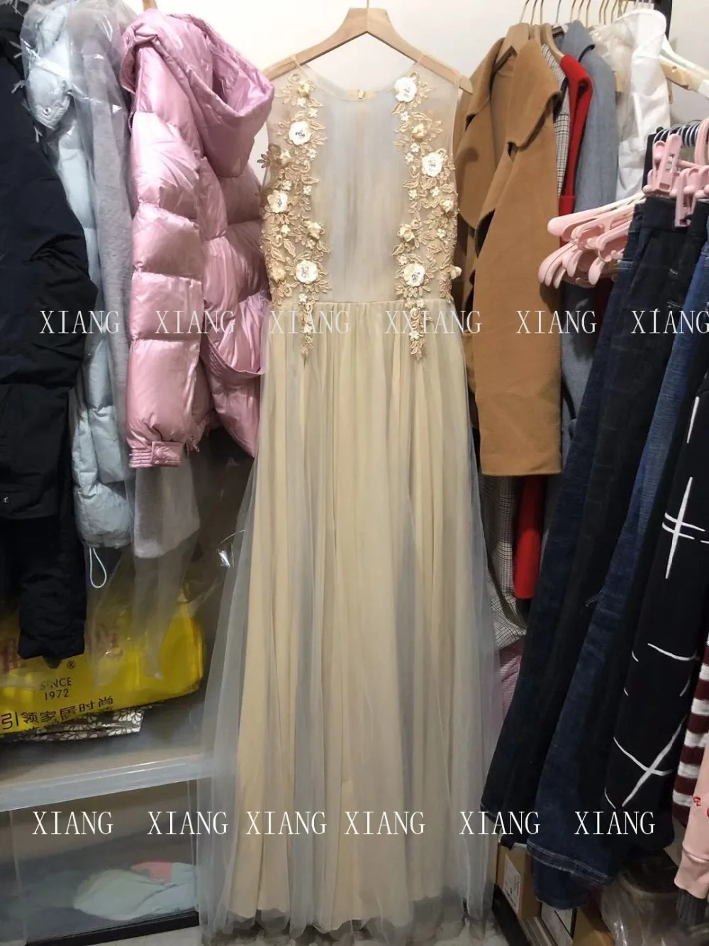 Vestidos цвета шампанского, вечерние платья, Тюлевое ТРАПЕЦИЕВИДНОЕ вечернее платье без рукавов с круглым вырезом, вечерние платья, Robe De Soiree