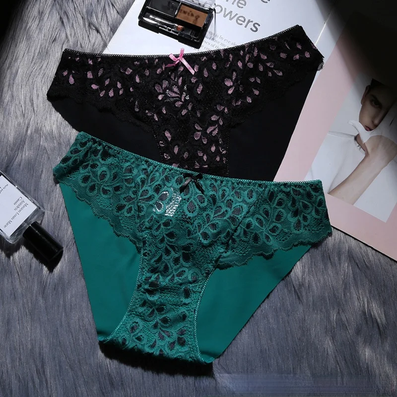 

New Jade Flower Lace Panties Sexy Underwear High Quality Exquisite Embroidery Panties Ladies Sexy Low-rise Underwear Thong