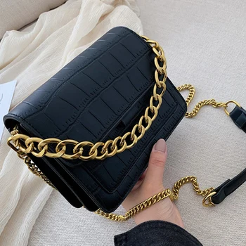 

Aosbos Crocodile Pattern PU Leather Crossbody Bags for Women Shoulder Messenger Bag Fashion Casual Lady Chain Solid Bag Handbags