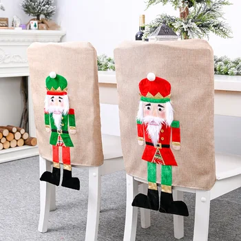 

Xmas Christmas Cartoon Chair Back Cover Santa Claus Dining Seat Dinner Decor For Banquet Home New Year Party Supplies