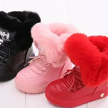 Новая Брендовая детская теплая зимняя обувь; Детская плюшевая обувь для девочек; Цвет черный, розовый; botte enfant fille; с добавлением шерсти; теплая зимняя обувь для студентов