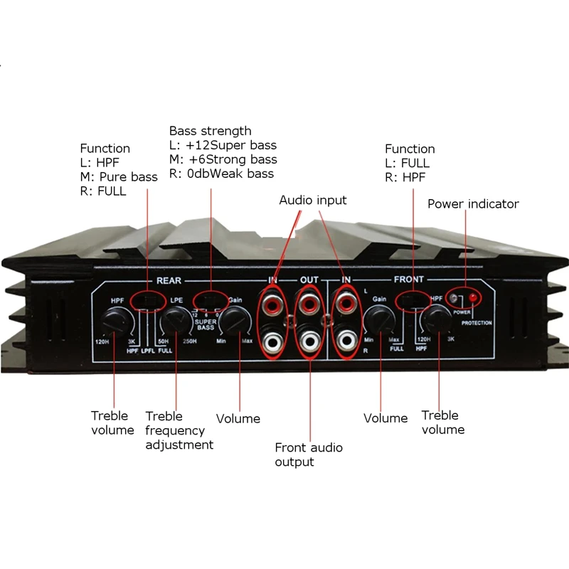 5800 Вт 4 канала Мощность Усилитель 12V Авто аудио стерео усилитель басов AMP усилитель сабвуфер