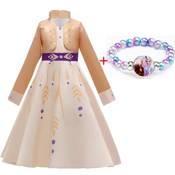 

Newest Princess Dress for Girls Snow Queen Elsa Cosplay Long Sleeve Dress Disfraz Elsa Anna 2 Party Masquerade Vestidos 10Ys