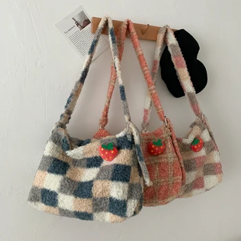 

NEW Real Photo Bag Women 2020 New Soft Girl Ins Lamb Hair Japanese Cute Girl Wild Large-capacity Shoulder Messenger Bag