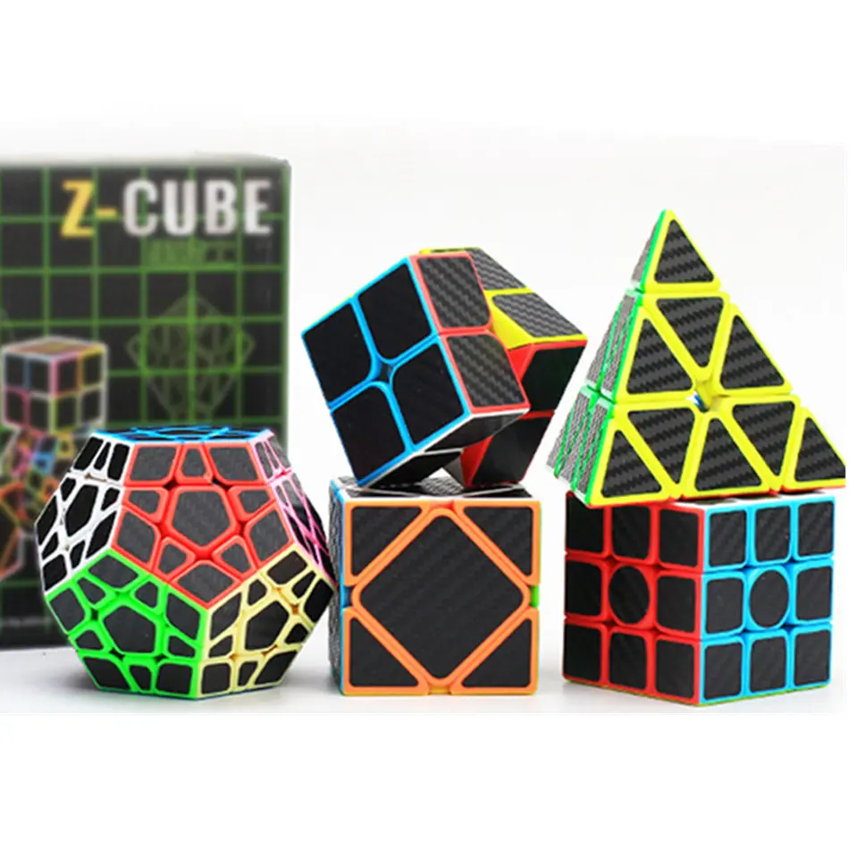 Z-cube 5 куб s Набор 2x2x2 3x3x3 Skew Megaminx 5 шт. скоростной куб набор профессиональные головоломки игрушки для детей Детские Подарочные игрушки - Цвет: Черный