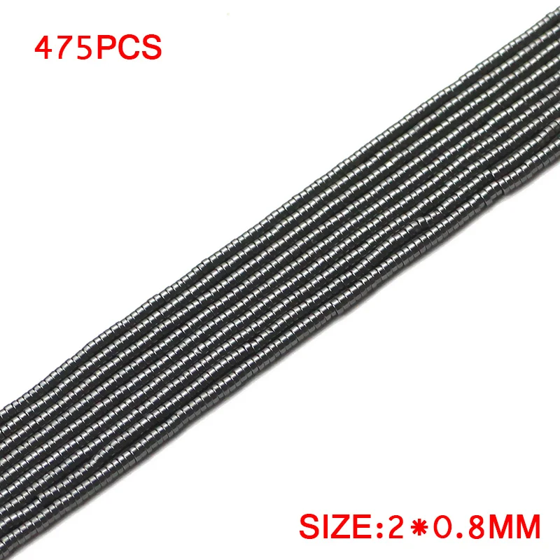 2x0.8mm 475pcs JHNBY 2~ 8 мм Плоская Круглая монета черный гематит натуральный камень разделитель свободные бусины для изготовления ювелирных изделий 15," Diy Браслеты Аксессуары - Цвет: 2x0.8mm 475pcs
