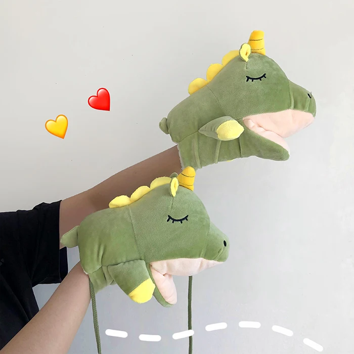 Корейский мультфильм плюшевые перчатки женские зимние милые маленькие динозавры японские Студенческие теплые холодные Холтер полный палец перчатки - Цвет: 10
