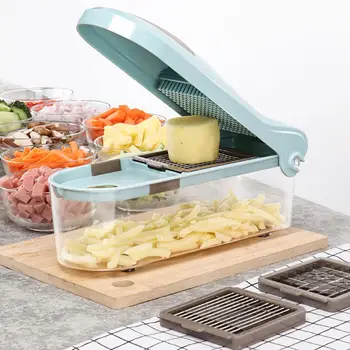 

Multipurpose Vegetable Chopper Set Mandoline Julienne Slicer Dicer Chopper Cutter Shredder Grater Set Hand Guard Storage Box