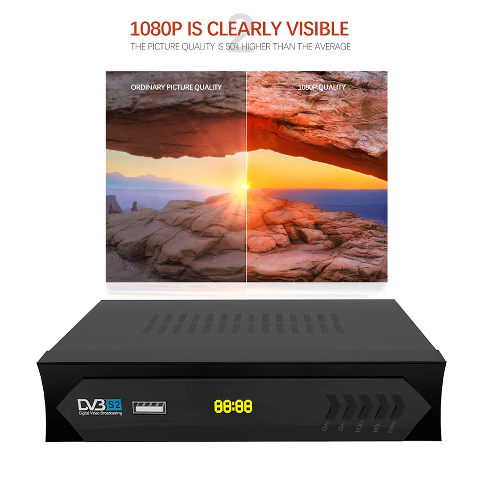 DVB-S2 HD цифровой рецептор satelite поддержка powerVU CCCAM FTA H.264 MPEG4 hd 1080P ТВ тюнер спутниковый ресивер для Испании Европы