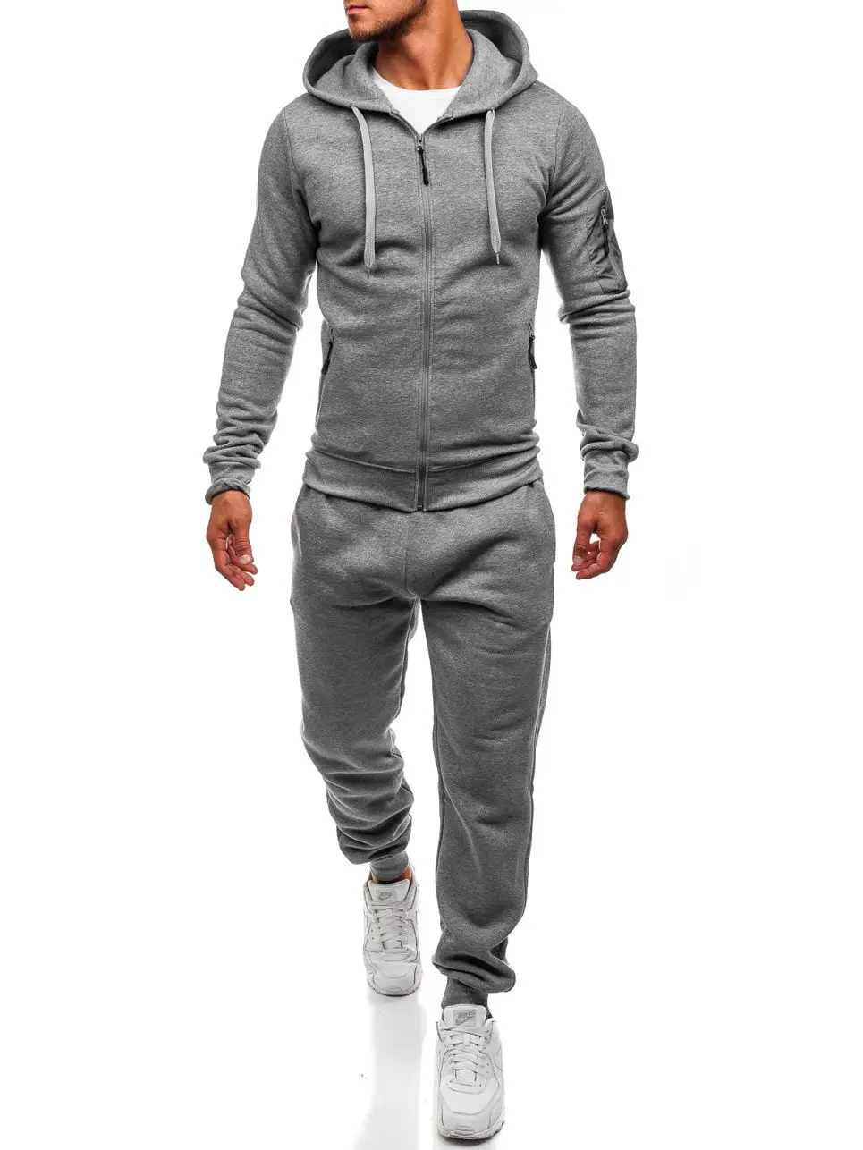 Men set long sleeved hoodies+sweatpants suit cotton hooded sweatshirt