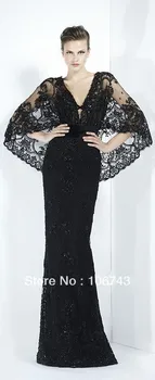 

2021 new design plus size beaded Formal Party Elegant black long lace evening gown Celebrity mermaid mother of the bride Dresses