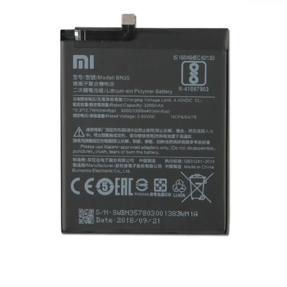 Размер BN35 батарея для Xiaomi Redmi 5 5," сменная батарея 3200 мАч bn35 батареи для мобильных телефонов