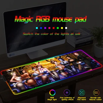 

FFFAS Gaming mouse pad Anime Large RGB Mouse Pad Lock Edge Computer Desk Mat Speed Colorful Natural Rubber Non-slip for OW LOL