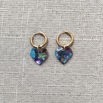 

Fashionable exquisite heart pendant earrings stainless steel hoops high quality jewelry for women colorful acrylic kolczyki Moda