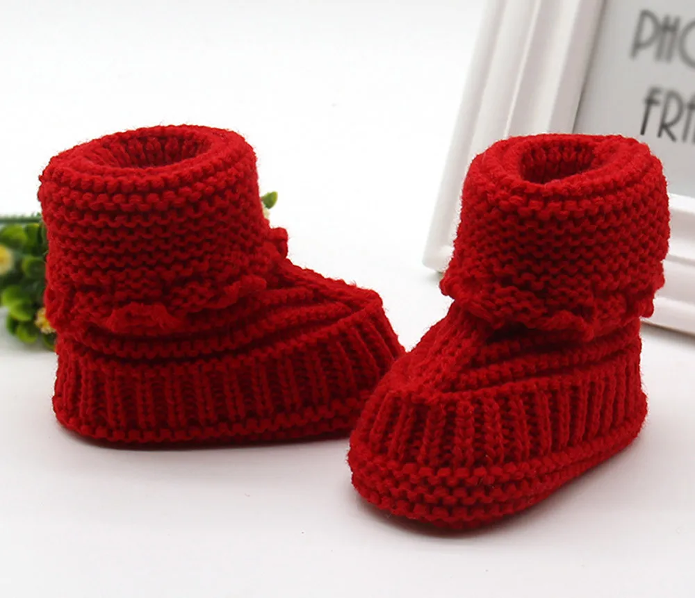 Baby Shoes Toddler Shoes Christmas Toddler Newborn Baby Shoes Knitting Lace Crochet Shoes Buckle Handcraft Baby Girl Boy Chaussure Infantil Menina