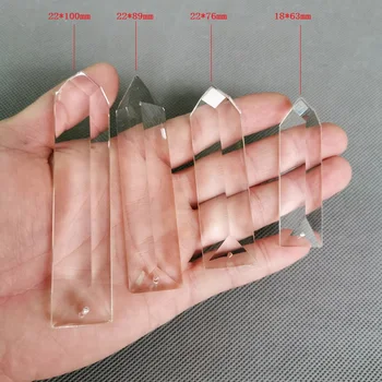 

10pcs/lot machine grinding clear triangle sharp crystal bar prism chandelier crystal single hole Home Curtain Accessories