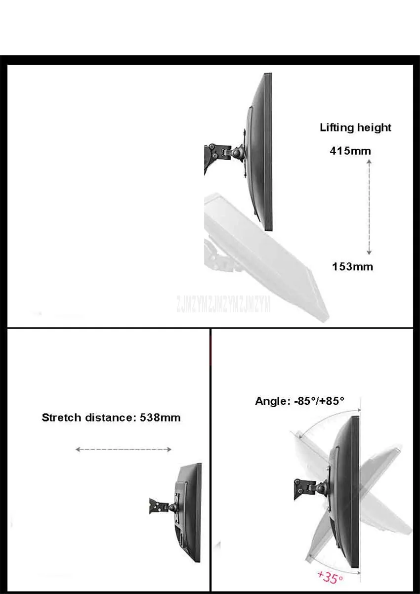 Desktop LCD Monitor Mount Stand Display Screen Rack Holder Rotating Display Monitor Bracket Fit for 17"-27" Max Support 9KG