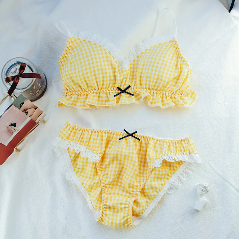 12-18Y Cotton Training Bra For Girls Teenage Lovely Underwear Lingerie Set For Kids - Цвет: Q1938 Yellow