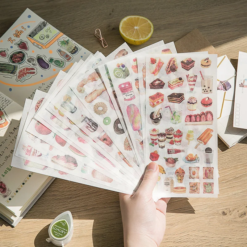 12 pcs/set Ins Style Delicous Food Candy Paper Stickers Scrapbooking Diy Diary Stationery Stickers School Supply afbeelding