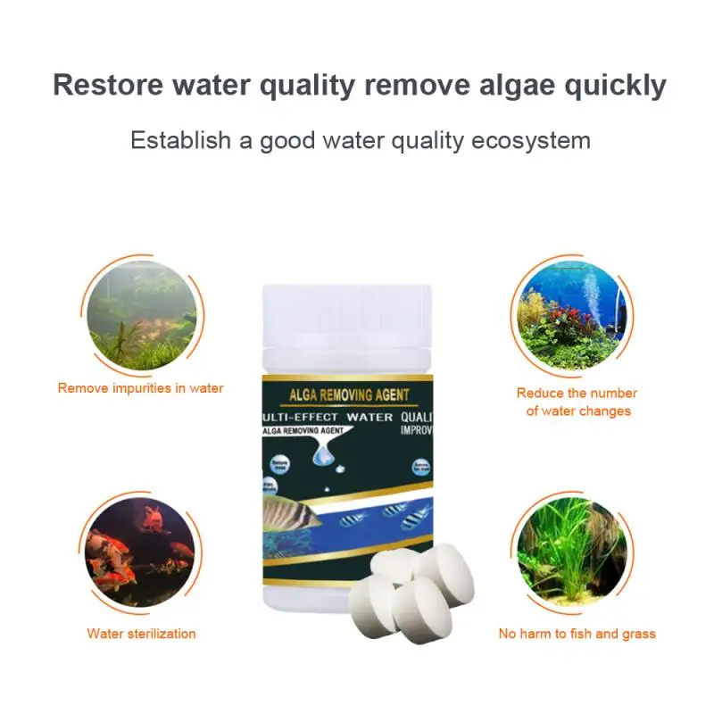 Swimming Pool Algae Repellent Agent Disinfection Aquarium Cleaning Effervescent Tablets Fish pond algae removal 50pcs | Дом и сад