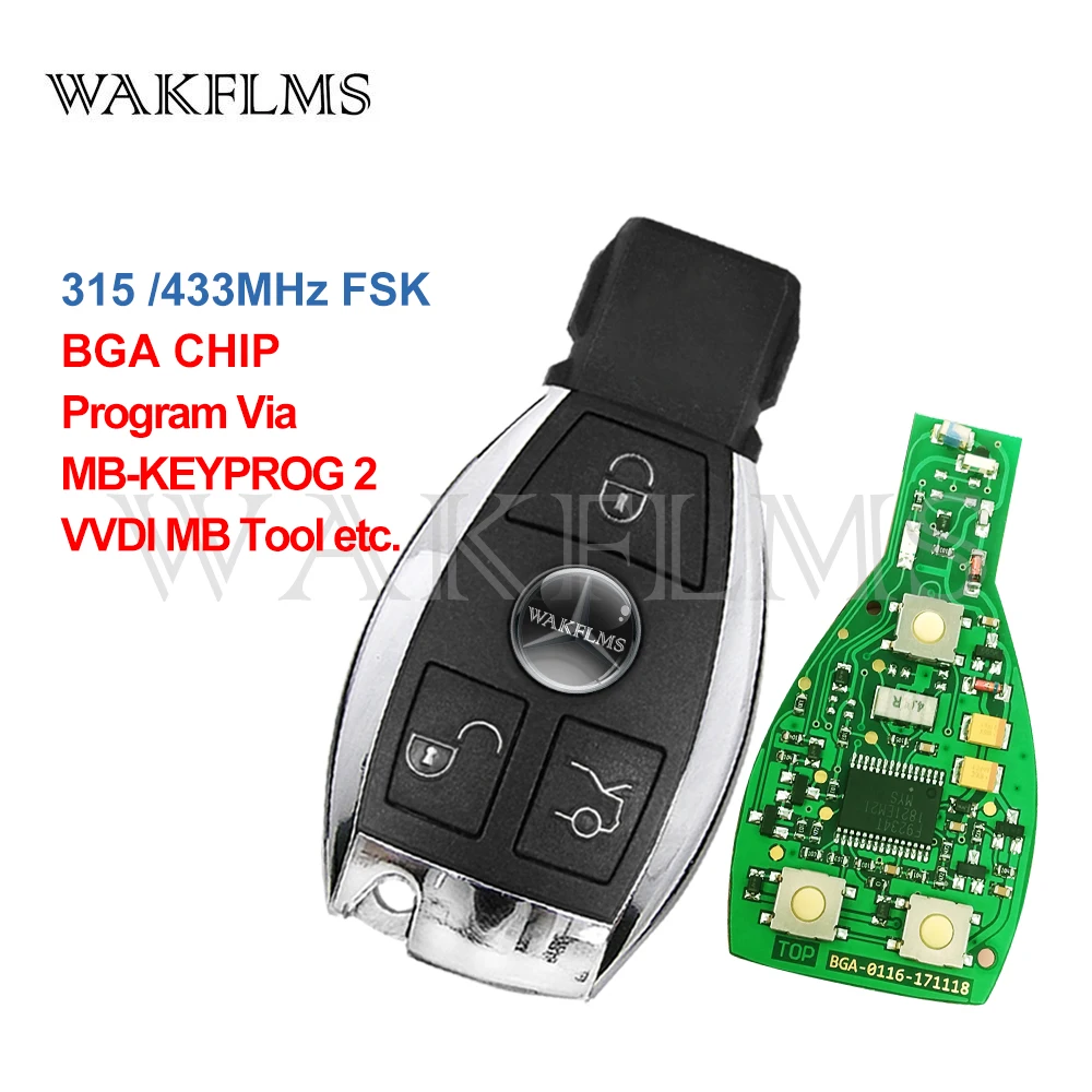Llave remota inteligente BGA&NEC para coche, 315 MHz, 433,92 MHz, para Mercedes Benz A, B, C, E, S, clase W203, W204, W205, W210, W211, W212, W221, W222