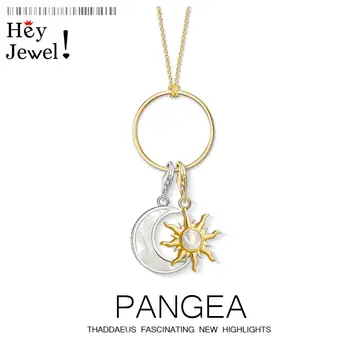 

Charm Necklace Moon & Golden Sun,2020 Spring Trendy Fashion Jewelry Europe 925 Sterling Silver Link Chain Gift For Women Girls