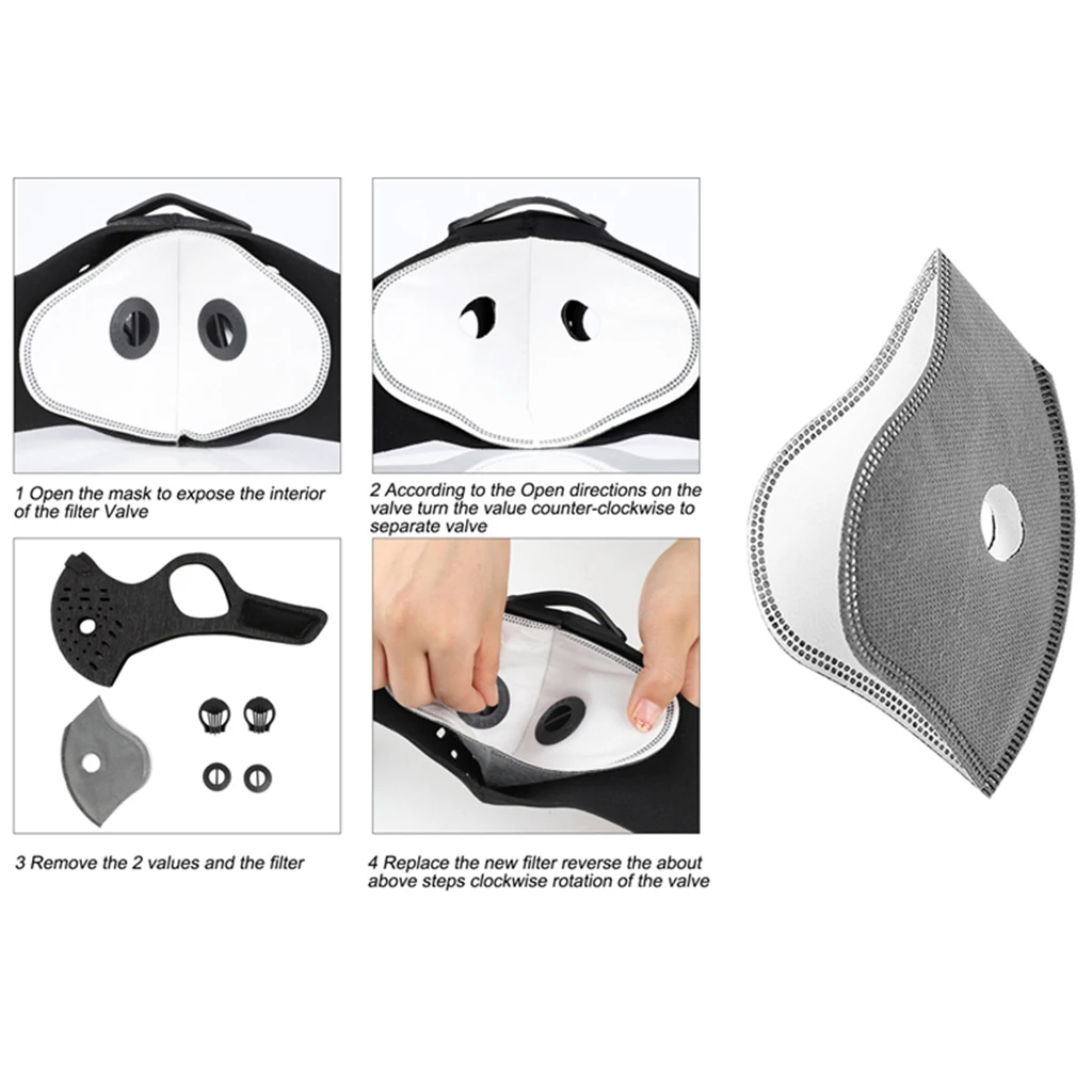 Cycling Face Mask Outdoor Sports Anti Dust Gas Activated Carbon Filter Half Face Mask Breatheable Durable Black Orange