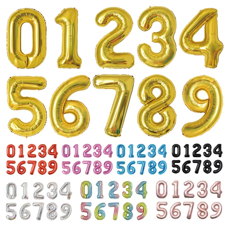 16, 32 дюйма воздушный шар в форме цифры день рождения воздушный шар для детей украшения золотой синий шар