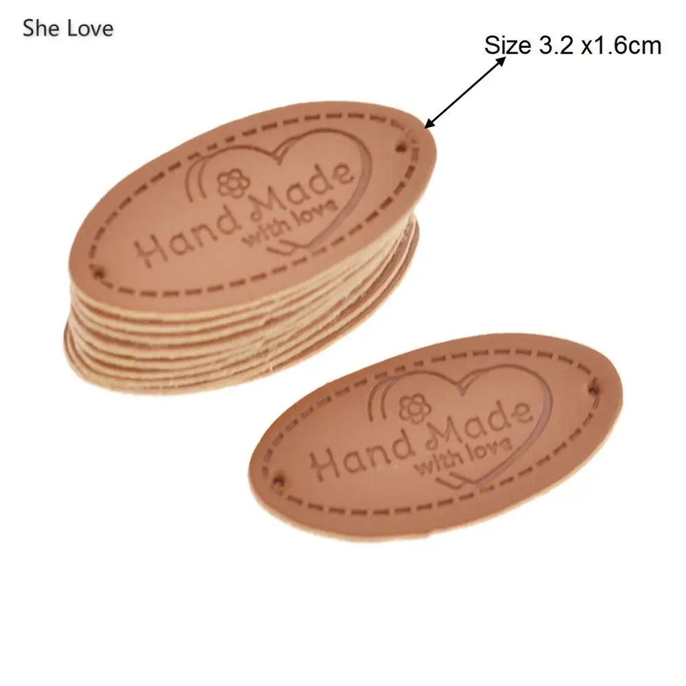 Oval with love She Love 50 шт. одежда ручной работы ПУ; кожа; с маркировкой бирки для обуви сумки Diy Швейные аксессуары - Цвет: Oval with love