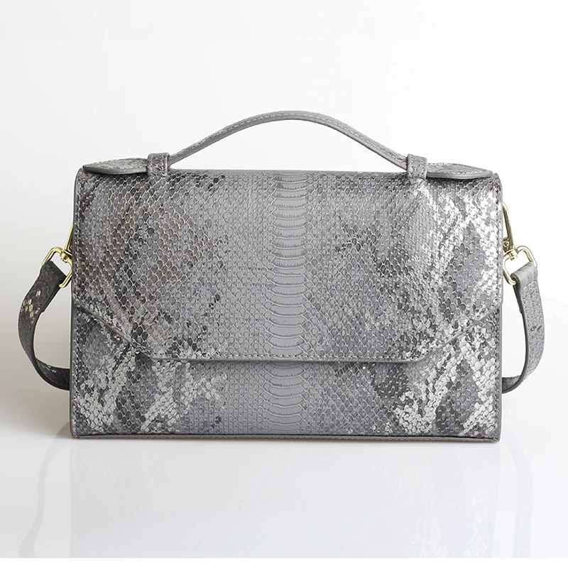 Python Sequin Gray TOPHIGH, новинка, дизайнерская сумка под заказ, кожаные сумки с узором страуса, женские клатчи, вечерние, трендовые сумки, сумка-тоут из кожи питона - Цвет: Python Sequin Gray