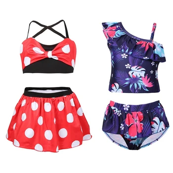 

2020 Baby Girl Swimsuit Snow queen Elsa Anna Princess Minnie Swimwear 2 Pieces Tankinis Baby Girl Children Cartoon Beach Wear