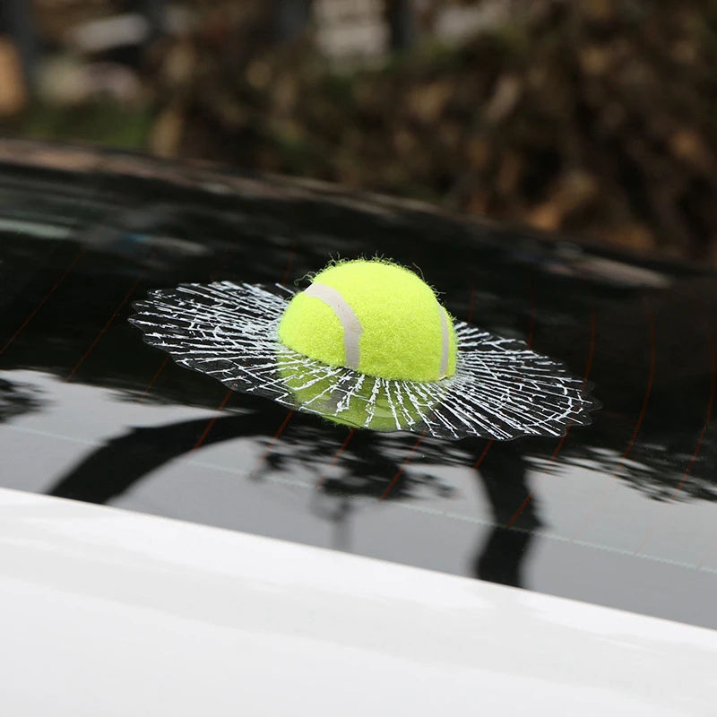 

1Pcs Car Stickers 3D Broken Glass Decal Auto Stickers Scratch Realistic Golf/football/basketball Etc Model Waterproof Stickers
