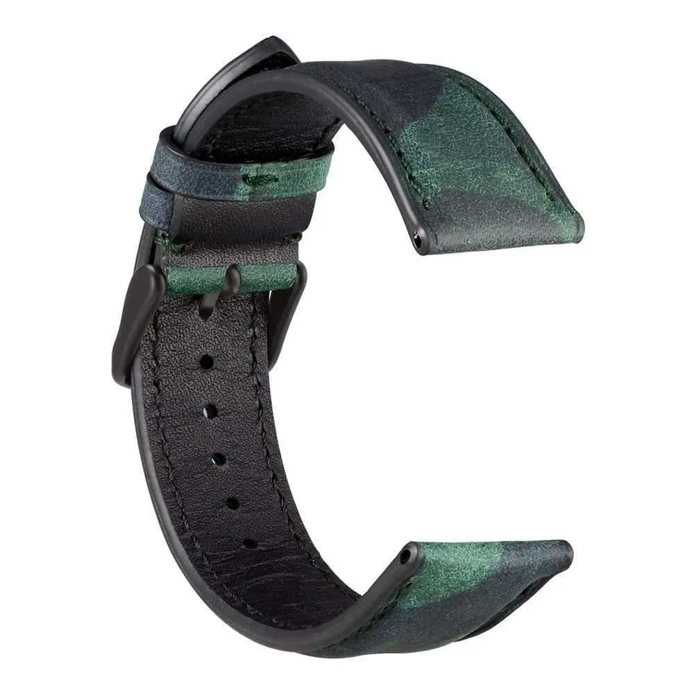 WOCCI Камуфляжный зеленый кожаный ремешок для часов 18 мм 20 мм 22 мм ремешок в спортивном стиле с черной пряжкой для мужчин наручные часы заменить мужской т-браслет