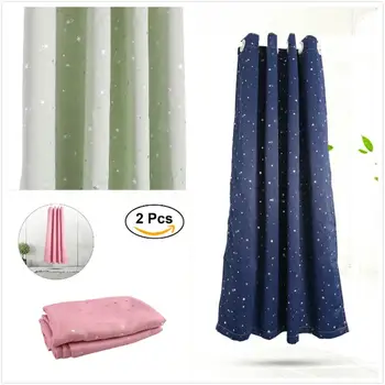 

2 Pcs Curtains Thicken Fashion Stars Printed Room Curtain for Bedroom Living Room