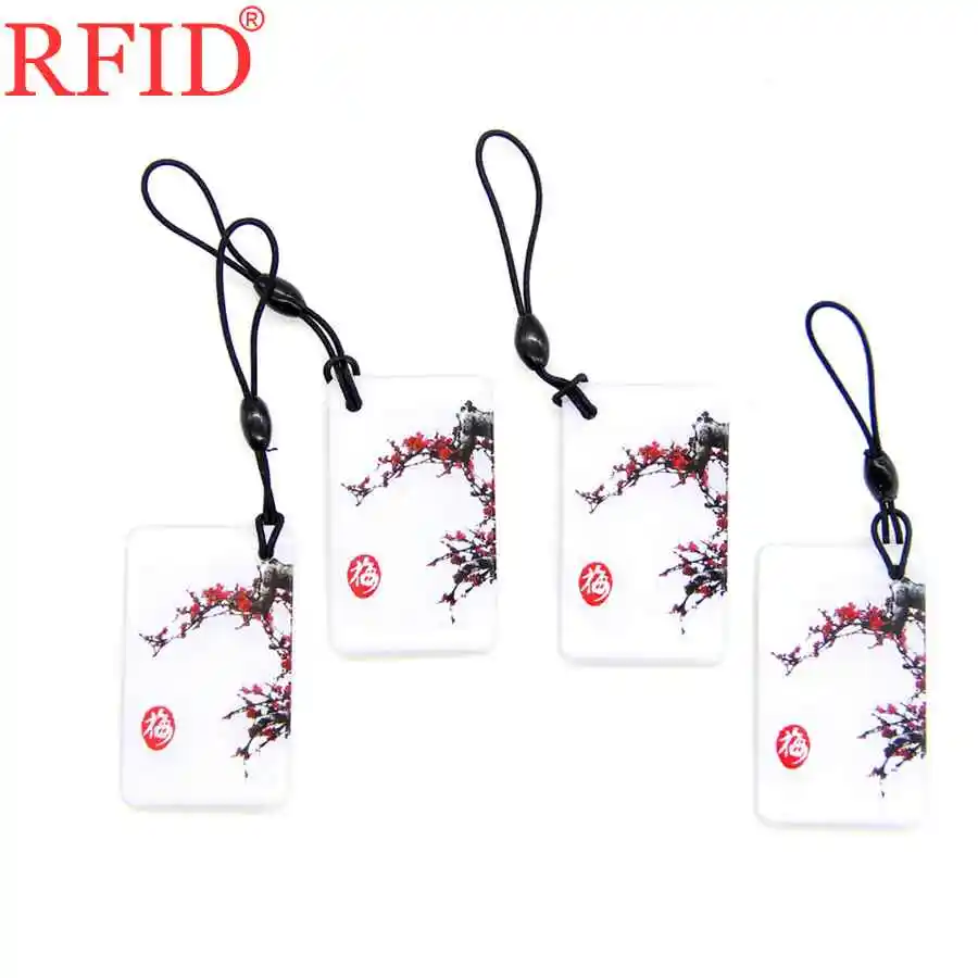4pcs Random Color UID S50 1K 13,56 Mhz перезаписываемый брелок для ключей сменная Близость RFID IC карта водонепроницаемый падение клей сливы шаблон брелок 1 - Цвет: 4pcs Random Color