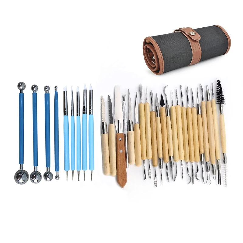 Billige Kunst Handwerk Ton Sculpting Werkzeuge Set Modellierung Carving Tool Kit Keramik   Keramik Holzgriff Modellierung Ton Werkzeuge