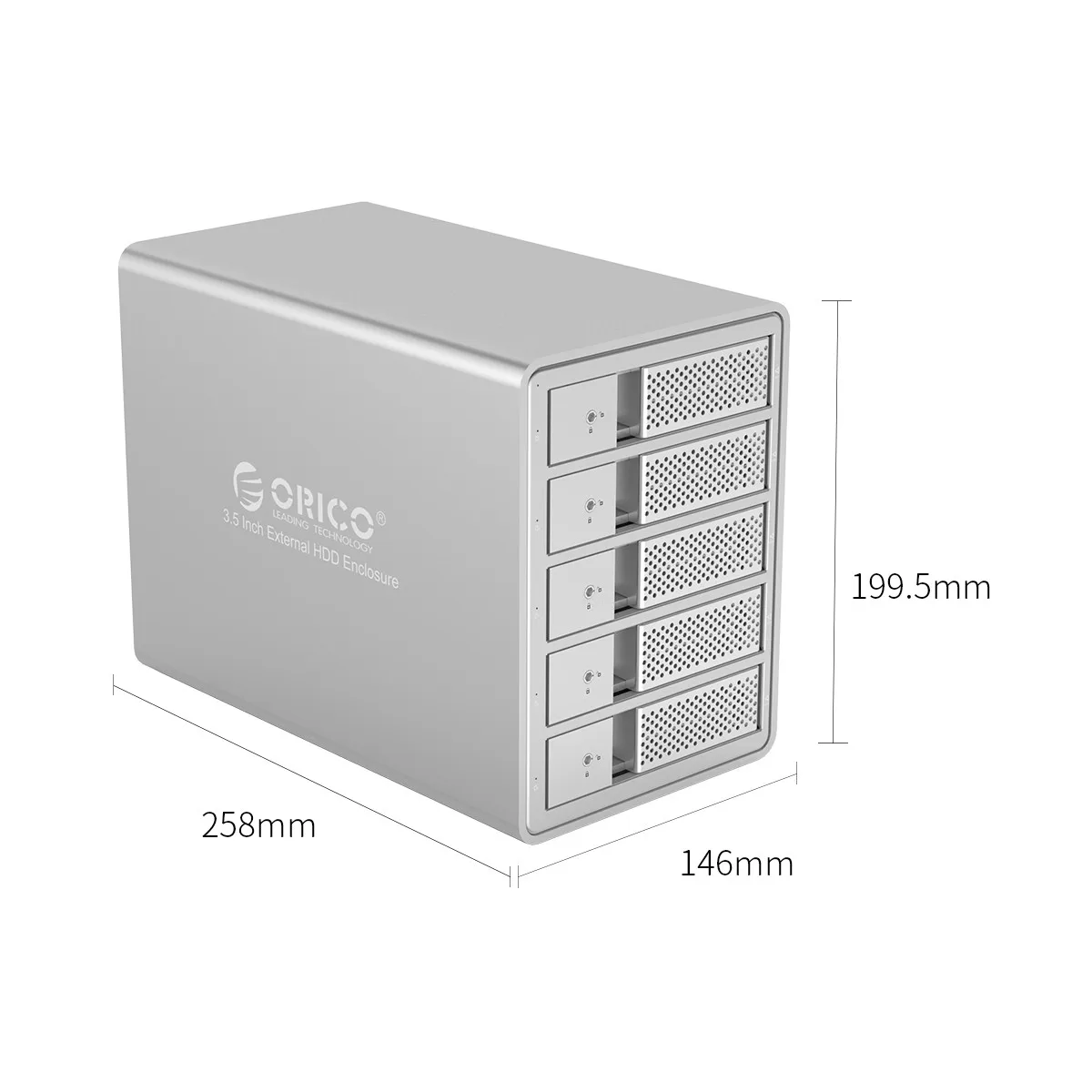 ORICO Алюминий 5 Bay 3,5 1,8-дюймовый жёсткий диск корпус, SuperSpeed USB3.0, Поддержка RAID, инструмент-бесплатная Установка-черный (9558RU3-BK)