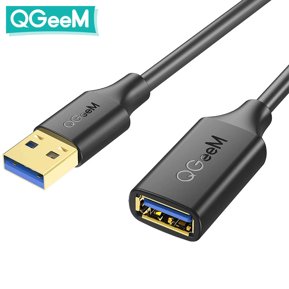 QGeeM USB Extension Cable USB 3.0 Cable Extender for PC Laptop Smart-TV PS4 Xbox SSD USB 3.0 2.0 Male to Female Cord Data Cable