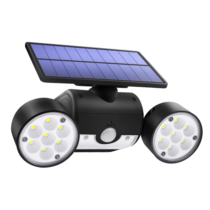 30 Led Solar Light Dual Head Solar Lamp Pir Motion Sensor Spotlight Waterproof Outdoor Adjustable Angle Lights for Garden Wall